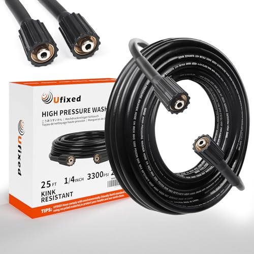 Ufixed - Tubo per idropulitrici ad alta pressione, 100 FT per set di collegamento rapido, idropulitrice, adattatore per kit di collegamento rapido KitsM22, 14 mm, 3600 PSI