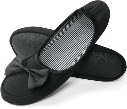 OFFCUP Pantofole da Donna, 37-38EU Scarpe da Casa, Pantofola Ballerina Donna Pantofole da Casa Memory Foam Inverno Ciabatte Pantofola Interno Caldo Peluche Leggero Scarpe di Cotone (Nero)