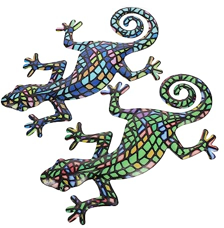 VINTORKY 2stücke Metall Gecko Anhänger Hängendes Dekor Wand Gecko Dekor Ornament Schlafzimmer Wohnzimmer Garten