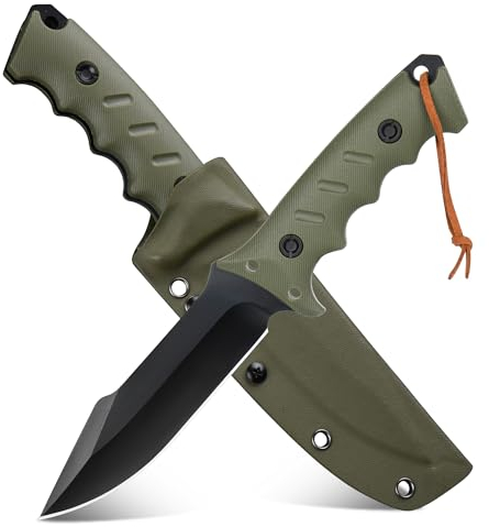 SUNEMY Outdoor Messer Ultra Scharfes Jagdmesser Feststehende Klinge, Perfektes Survival Messer mit Kydex Scheide,Robust Full Tang Bushcraft Messer,Camping Messer für Hunter Trekking Bushcraft Angeln