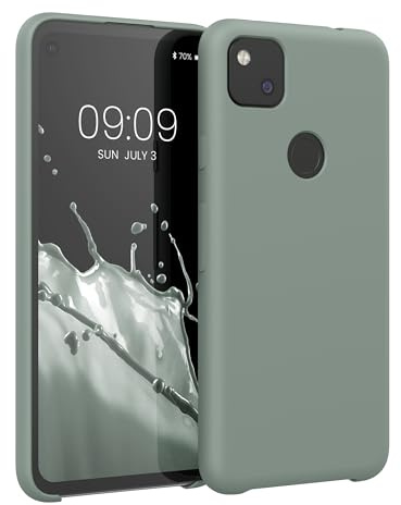 kwmobile Handyhülle für Google Pixel 4a Hülle - Case Silikon - Kabelloses Laden - Schutzhülle Cover in Rainwashed Grün