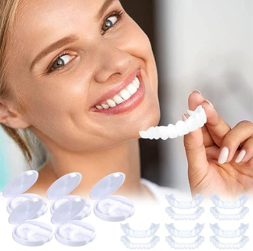 Prothesen Gefälschte Zähne, 5 Paar Falsche Künstliche Temporäre Zähne Zahnspange Lächeln Furniere Kosmetische Provisorische Zähne Zahnersatz Prothese Künstliche Veneers Zähne Oben und Unten