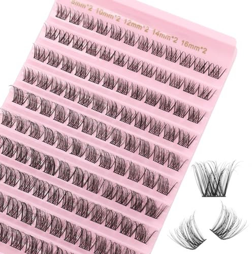 Kiusatig Extension Cils Individuel 120PCS Faux Cils Naturel Effets 3D D Curl Cils Extension de Cils Professionnel Cluster Lashes 8-16mm Mix DIY à la Maison(W57)