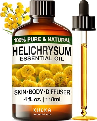 Kukka Helichrysum Öl [100% NATURREIN] Für Hautpflege, heilende Aromatherapie, schnell absorbierend und anregend, Selbstherstellung von Seife und Kerzen (118ml)