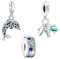 Rimgoris Lot de 3 bracelets à breloques en argent sterling 925 pour femme - Collier série océan - Coquille de dauphin, étoile de mer, tortue - Charme pour femme