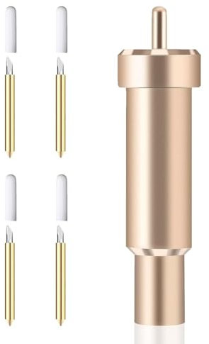5 Pcs Deep Cut Blades Set, Includes 4 Knife Blades and 1 Housing Compatible with Maker 3/Maker Air 3/Air 2/Air One/Explore 3, 60° Blade Accessories for DIY Crafts, Foil Engraving and Logos (Gold)