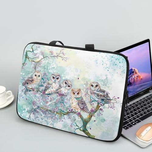 ENEN Laptoptasche 10-17 Zoll Laptop-Taschen, 3D Eule Laptop Tasche Business Büro Arbeit Computertasche, Schlanke Notebook Tasche für Herren Frauen (17 Zoll,Rosen)
