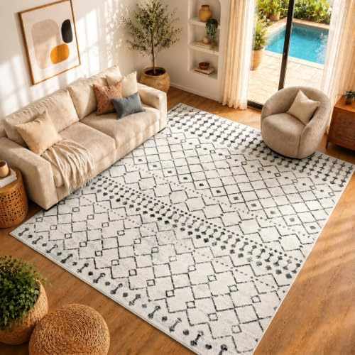 Livabliss Leonor Abu Dhabi Geometric Rug – 140x200 cm, Ivory, Grey & Black