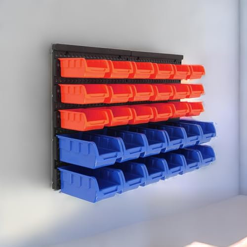 30PCS Wall Mounted Garage Storage Bin Workshop Organiser Rack DIY Tool Boxes