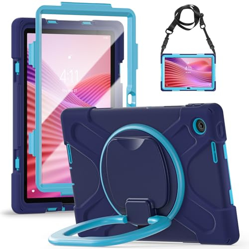 Case for Lenovo Tab 10.1 Inch Tablet 2025(TB-311FU / TB-311XU)(NOT Fit 2022 Version), Lenovo K10C Shockproof Case With Screen Protector Bracelet Holder Shoulder Strap Dark blue