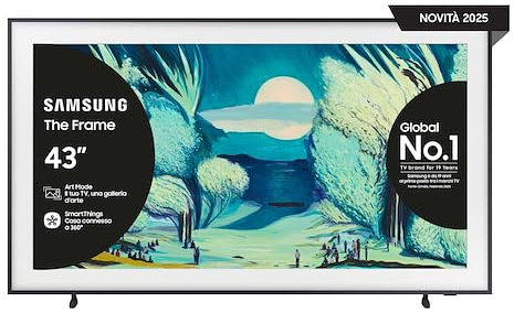 SAMSUNG Smart TV 43'' QE43LS03FAUXZT QLED 4K, NQ4 AI Gen2 Processor, 4K AI Upscaling, Art Mode, Matte Display, Dolby Atmos & OTS Lite, Modern Frame Design, 2025