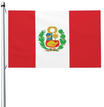 Bandera de Perú de 3 x 5 pies, bandera de doble cara, resistente para exteriores y jardín, perfecta para dormitorio y jardín