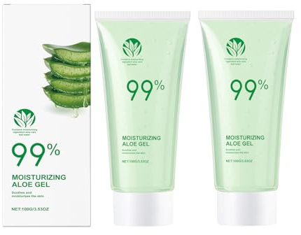 Bio Aloe Vera Gel, 100% Beruhigungsgel mit HyaluronsäureErfrischendes Aloe Gel, Eine kühle und beruhigende sofortige Erleichterung für das Gesicht und den Körper und ein Sonnenbrand von 100 g (2)