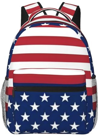 QGWDYYJQ Zaino casual con stampa a righe con bandiera americana