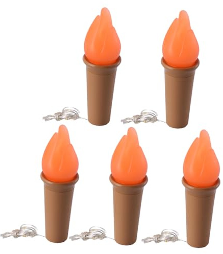 Toyvian LED Flaschenstecker Lichterkette mit Flammeneffekt 5 Stück | Batteriebetrieben mit Lr44 Knopfzelle, Kunststoff, 20 Leds Je, für Innenräume