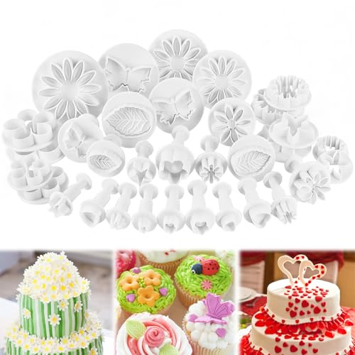 Nuyoah Emporte Piece Pate a Sucre Fleur Moule Pate a Sucre | Fondant Ustensile Kit Accessoires 33pcs Outils de Décoration de Gâteau