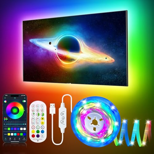 YALGCN TV LED Lights 3m, Led Lights for TV Backlight for 32-45 Inch TVs Monitor Behind Lighting, USB Powered RGB Lights with Remote, Music Sync Bluetooth APP Control for Bedroom Gaming Room Decor