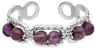 Purelei Ring Dusk Purple – Verstellbarer Edelstahlring mit violetten Natursteinen, wasserfest, goldfarben, Statement Ring für Damen, Größe 50–56