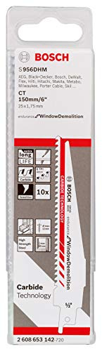 Bosch Professional 10 Stück Säbelsägeblatt S 956 DHM Endurance for Window Demolition (Länge 150 mm, Zubehör Säbelsäge)