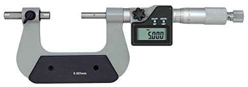 CNC QUALITÄT Universal Digital-Bügelmessschraube Messbereich 100-125 mm - inklusive 7 Paar auswechselbare Messeinsätze - mit verschiebbarem Amboss