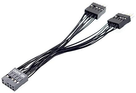 HD Motherboard 9Pin Audio 1 to 2 Port Multiplier Y Splitter Male to Female Extension Cable
