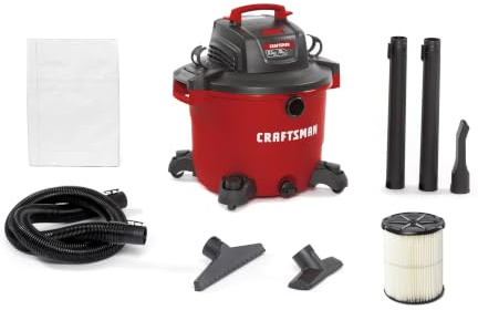 CRAFTSMAN CMXEVBE17595 16 Gallon 6.5 Peak HP Wet Dry Vac, Heavy-Duty Shop Vacuum Wet and Dry with Filter, Dust Bag, Hose and Attachments for Home Projects & Renovations