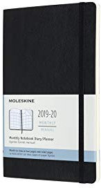 Moleskine Monats Notizkalender, Taschenkalender, 18 Monate, 2019/2020, Large, A5, Soft Cover, Schwarz