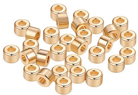 BENECREAT 30 STUCKE 18 Karat Gold uberzogene Perlen Metall Spacer Perlen fur DIY Schmuckherstellung und Andere Kunsthandwerk - 6x4mm, Saulenform