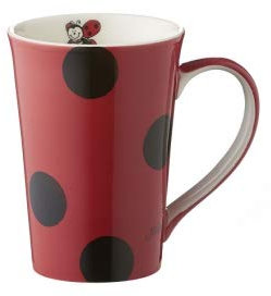 Mila - Teebecher, Becher, Haferl Marienkäfer - rot mit schwarzen Punkte 12,5cm hoch