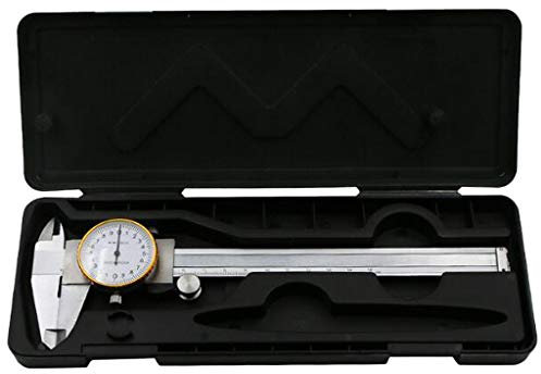 PETSOLA Calibres con Dial, Pie de Rey con Reloj Instrumento de Medición del Dial Redondo - 0-150mm en Acero aleado
