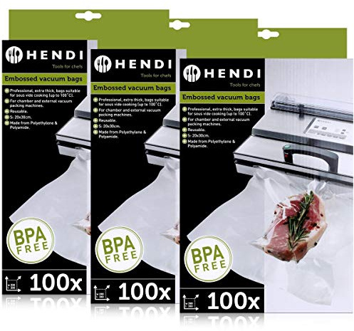 Hendi Vakuum Kochbeutel 20x30cm / 100 Beutel - Geeignet für Aussenvakuummaschinen (3er Pack)