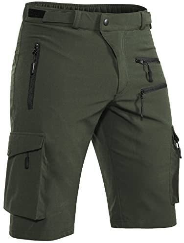 Hiauspor Pantaloni da MTB da Uomo Elasticizzati ad Asciugatura Rapida per Il Trekking e l'escursionismo (Verde, Large)