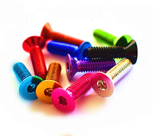 Bunte Aluminium Flach Schrauben 10Pcs M4 * 6/8/10/12/14/16/20 Flachsechskant Senkkopfschrauben Bolts 10Pcs,M4x10, Schwarz