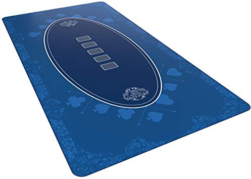 Bullets Playing Cards, Designer Pokermatte blau in 180 x 90 cm für den eigenen Pokertisch, Deluxe Pokertuch, Pokerteppich, Pokertischauflage …