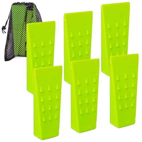 AR-Pro, 6er-Set Baumfällkeile mit Spikes für sicheres Baumfällen, 14 cm Keile mit Aufbewahrungstasche, 6 Fällhaken zur sicheren und stabilen Führung von Bäumen für Forstarbeitende und Holzfällende