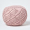 Homescapes Häkel-Pouf, rosa, flaches Bodenkissen 40 x 50 cm in Boho Style, bequemer Fußhocker in Makramee-Optik, gehäkelter Puff aus 100% Baumwolle, Häkelpuff/Strickhocker, Hellrosa