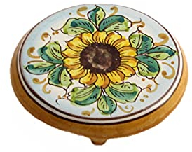 ILAB Porta caffettiera in ceramica decorata a mano da ceramisti siciliani di Santo Stefano di Camastra girasole art 20