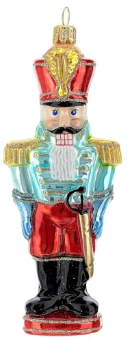 Holyart Klassischer Nussknacker, Weihnachtsbaumschmuck aus mundgeblasenem Glas