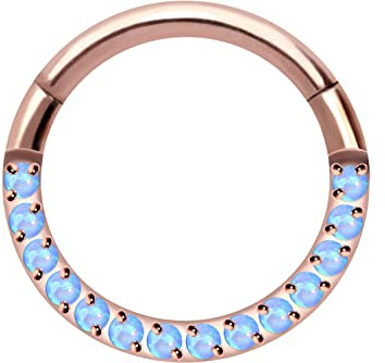 PIERCINGLINE Titan Segmentring Clicker | SYNTHETISCHE OPALE | Piercing Ring Nase Septum Ohr Helix | Farb und Größenauswahl