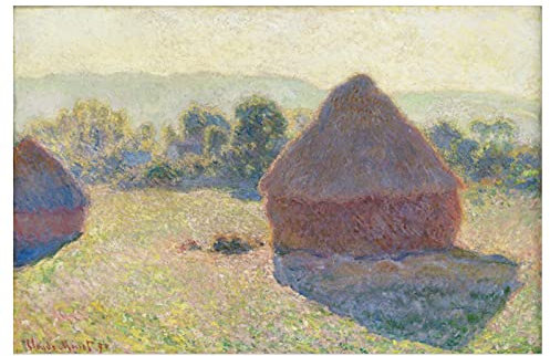 Claude Monet Wandbild auf Leinwand, Motiv Winter auf Morgen Heu Stapel, 30 x 55 cm, Innenrahmen