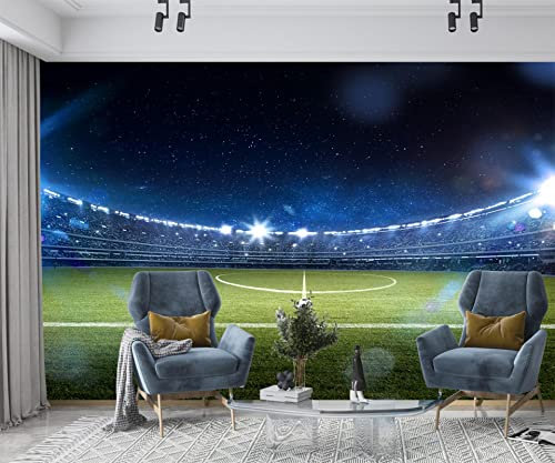 XAONUO Football Papier Peint Intissé Tapisserie Murales Panoramique 3D Terrain De Football Sport Modèle 250X175Cm Papier Peint Moderne De Papier Peint De Mur De Fond De Sofa De Salon