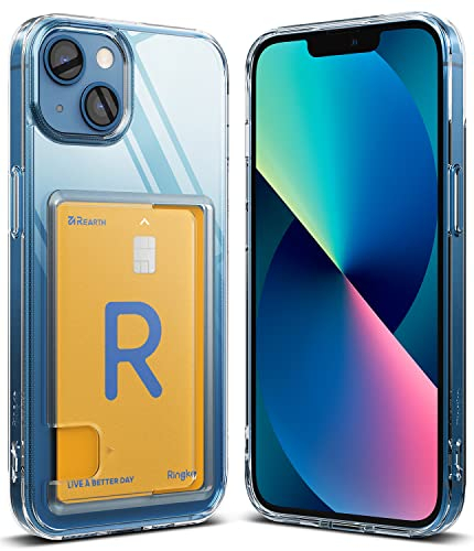 Ringke Fusion Card Compatible with iPhone 13 Case, Transparent Hard Back with Built-in Slim Card Holder Wallet Cover - Clear