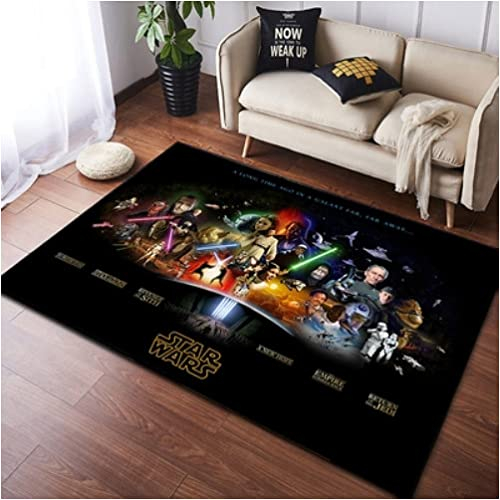 LHGBGBLN Starship Wars-Teppich - Jedi-Krieger-Teppiche - Lichtschwert Teppich - Kurzflor-Dekor-Bodenmatte 160x230cm