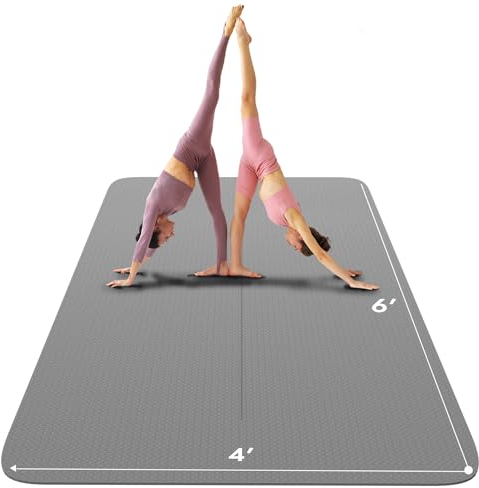 FrenzyBird Große Yogamatte, extra dick, mit 2 Bündelbändern, umweltfreundlich, TPE, Fitness für Damen und Herren, Yoga, Pilates, Fitnessstudio und Bodentraining, 1,8 m x 1,2 m x 6 mm