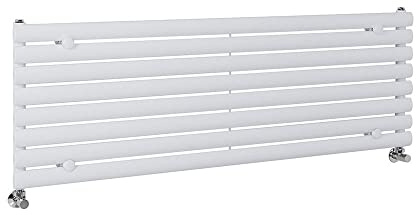 MILANO White Horizontal Single Oval Panel Radiator 472 x 1400mm