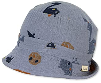 Sterntaler Baby Jungen Hut Baby Fischerhut Dinosaurier - Baby Hut, Kopfbedeckung Baby Sommer, Sommerhut Baby - aus Baumwolle - bleu, 49