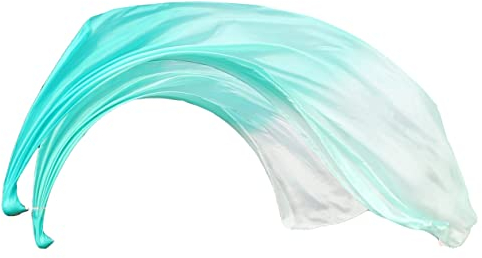 Winged Sirenny 230cm Bauchtanz Seidenschleier Poi Bälle mit Tuch, Echte Seide Jonglierset Schleier Voi, 1 Stück (Aquafarbener Farbverlauf)