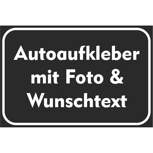 Kiwistar Autoaufkleber selbst gestalten - individueller Fahrzeugaufkleber mit Wunschtext und Foto - UV beständig wetterfest waschanlagenfest - für Auto Heckscheibe und Heckklappe schwarz 50x20 cm