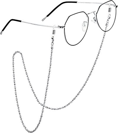 FOCALOOK Kugelkette Brillen Kette aus Edelstahl Brillenkette Dezentes Kugelkettchen Mode Sonnenbrille Lesebrille Brillenhalskabel Schick Schmuckstücke für Männer Frauen