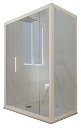 Paroi de douche coulissante 80 x 170 cm en PVC Champagne H 200 verre transparent mod. Deco Duo
